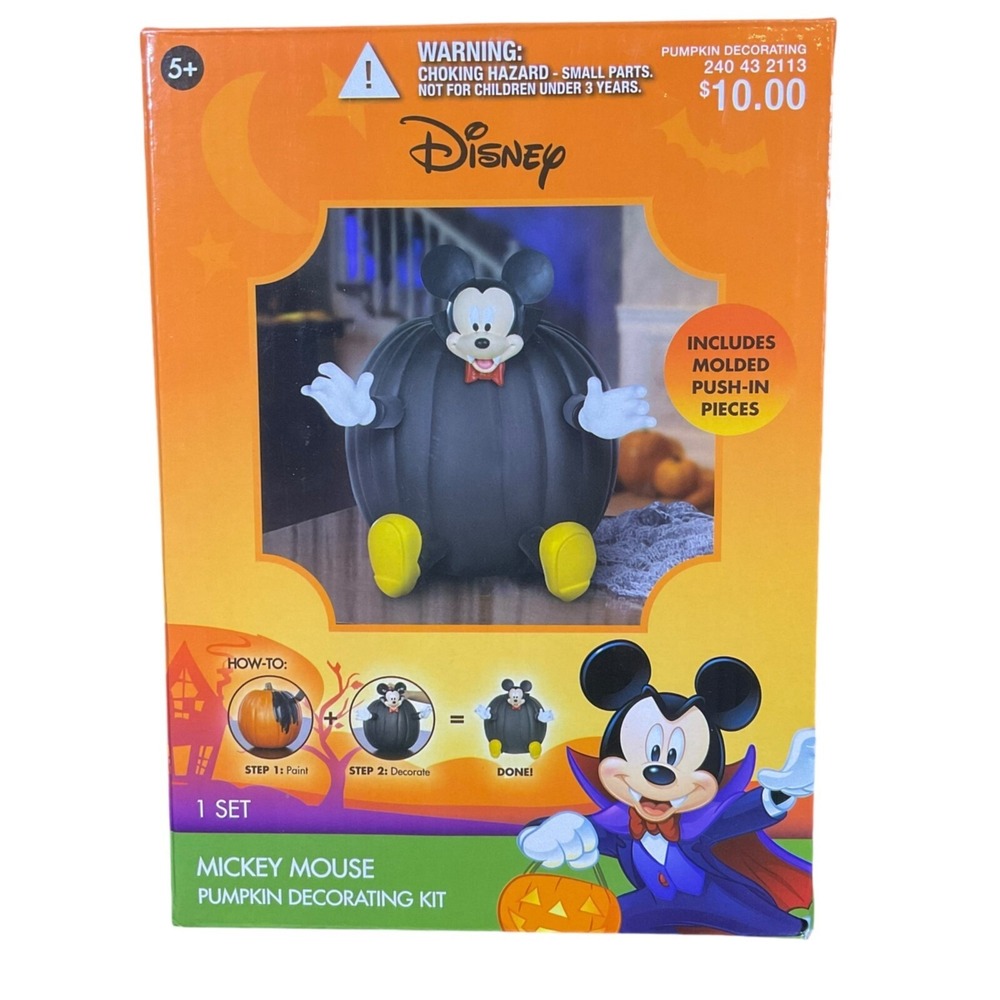 Disney Mickey Mouse Halloween Pumpkin Decorating Kit (7pc) Push-In Pieces Gemmy